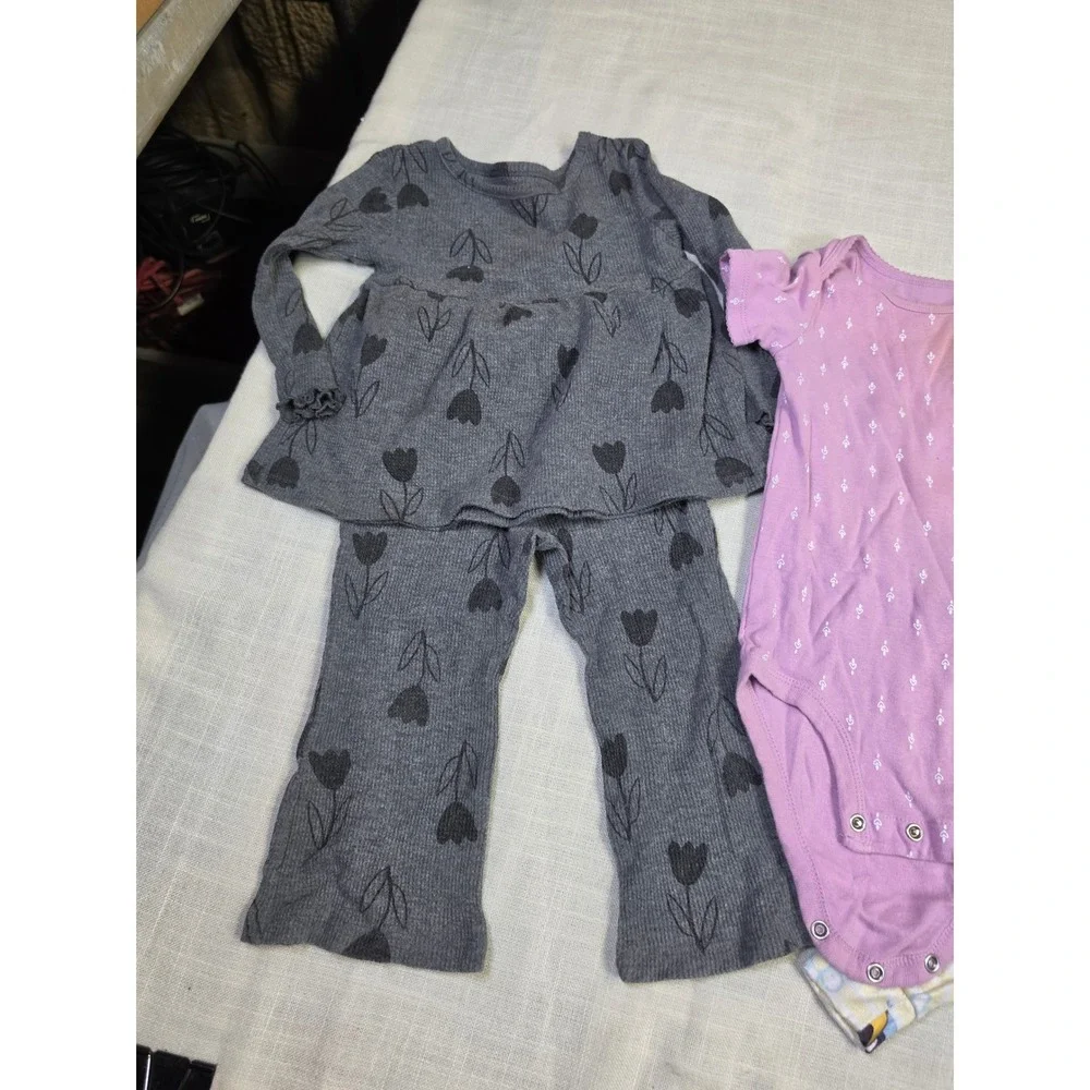 Carters Bluey Toddler Girl 18M Clothes Lot 5pc Pajamas Bodysuit Set Gray Purple